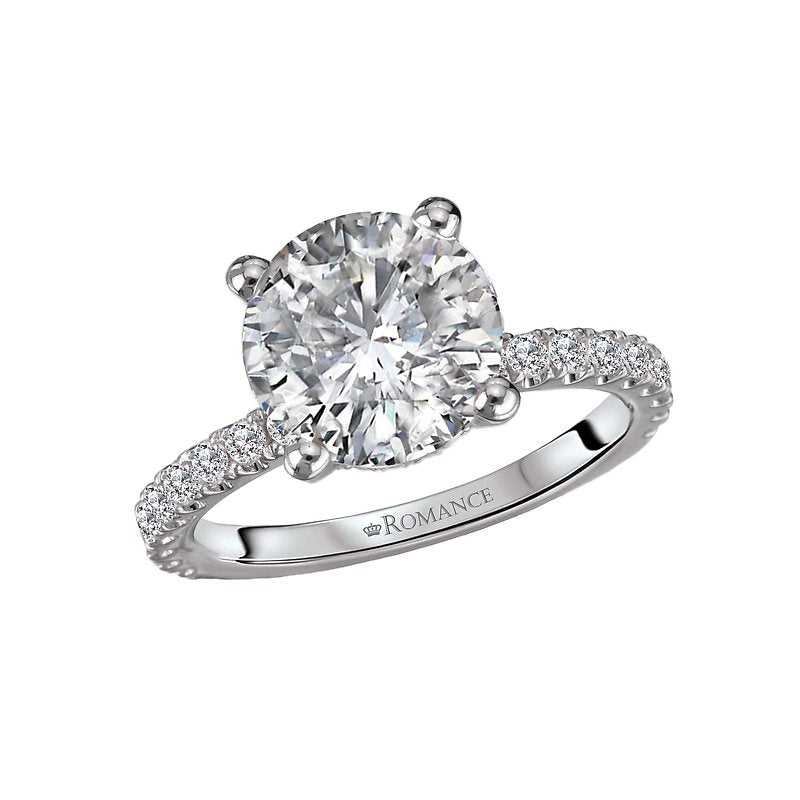 Orbelle Diamond Semi-Mount Engagement Ring | 14K White Gold Hidden Halo Ring
