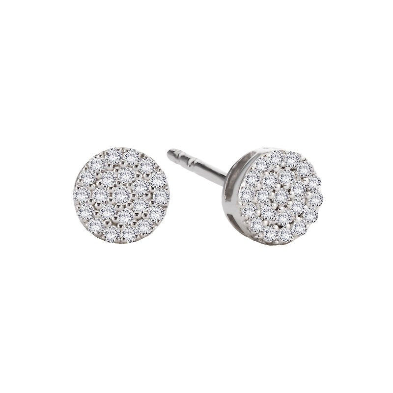 Luxora 14K White Gold Circle Diamond Fashion Earrings