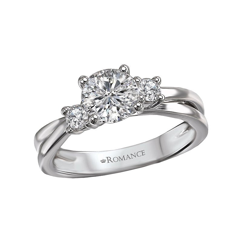 Orbelle 3-Stone Diamond Ring Semi-Mount 14K White Gold