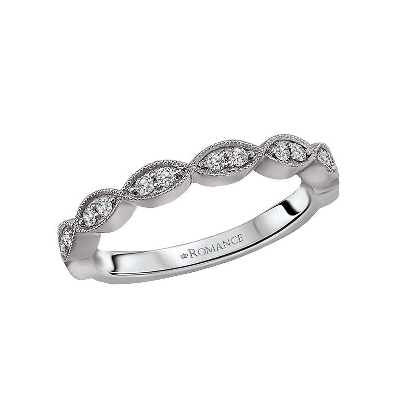 Orbelle Scalloped Matching Band in 14K White Gold with Round Diamonds