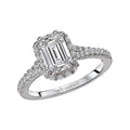 Orbelle Halo Semi-Mount Diamond Ring in 18K White Gold for 7x5mm Emerald Cut Diamond