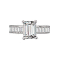 Orbelle Lab Grown Diamond Engagement Ring - Bandora 14K White Gold Band with Baguette Diamonds