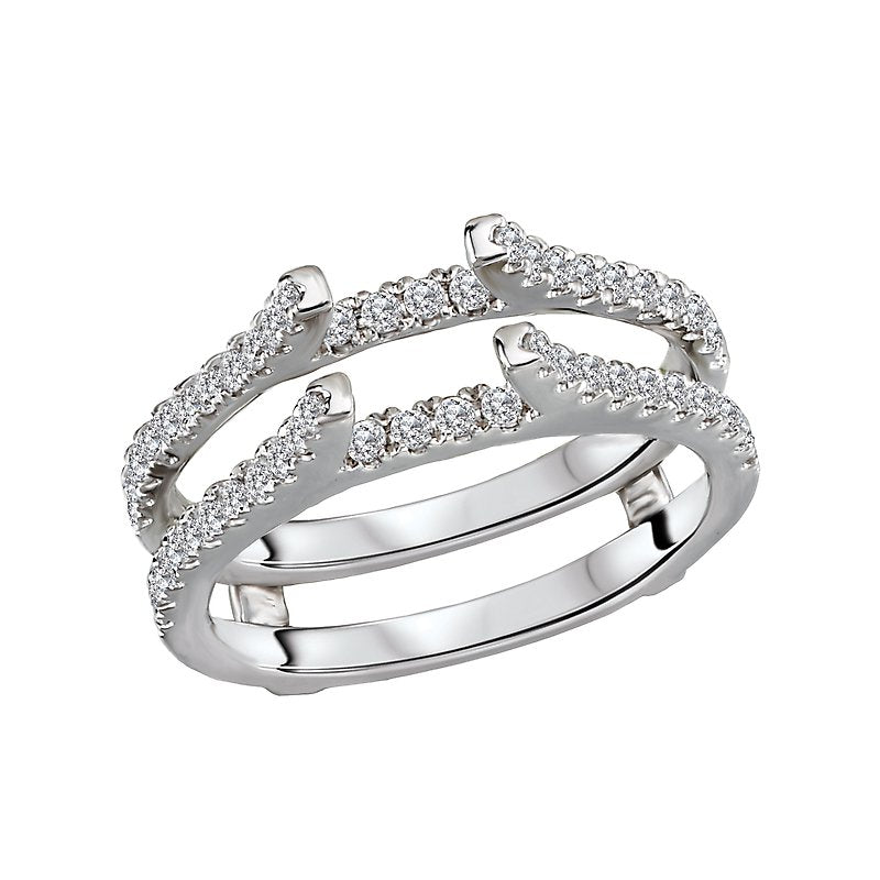 Glemera Diamond Wrap Wedding Band with Guard - 14K White Gold Curved Ring