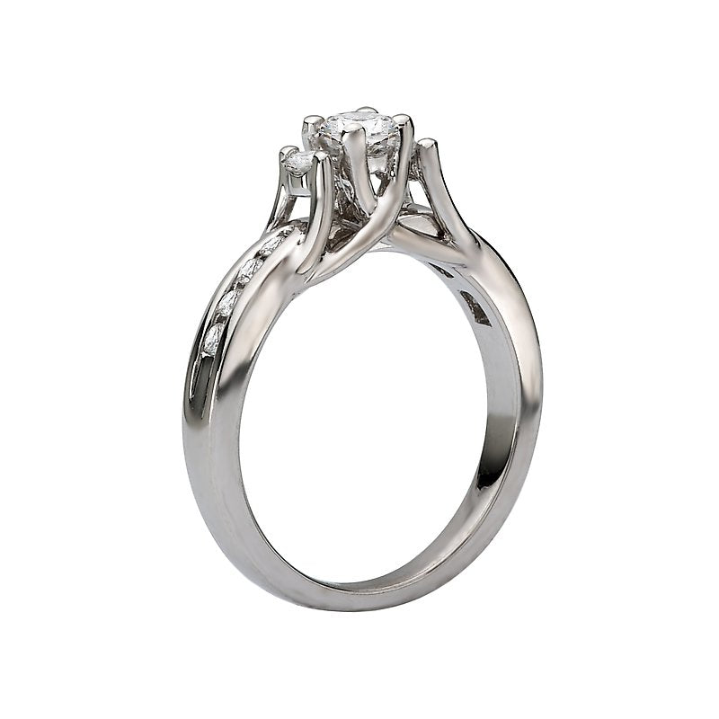 Glemera Petite 3-Stone Diamond Engagement Ring in 14K White Gold
