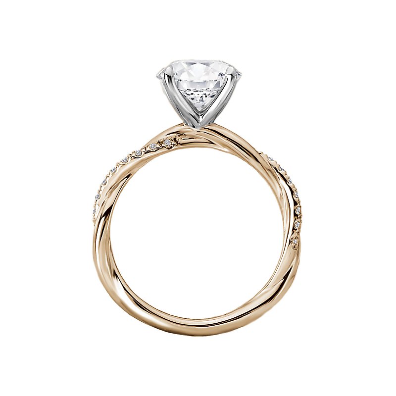 Bandora 14K Yellow Gold Twisted Diamond Engagement Ring Semi-Mount