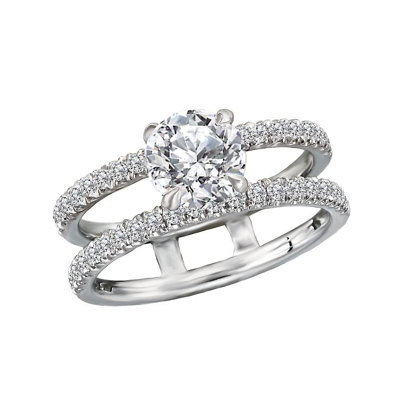 Orbelle 14K White Gold Diamond Split Shank Semi Mount Engagement Ring