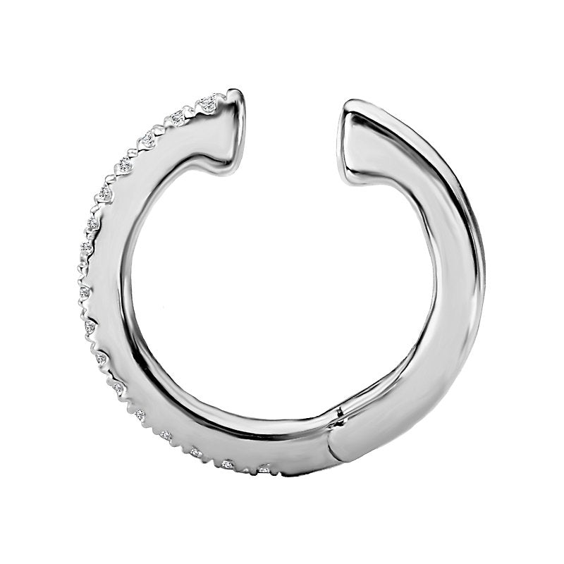 Luxora 14K White Gold Diamond Cuff Earrings - Round Cut