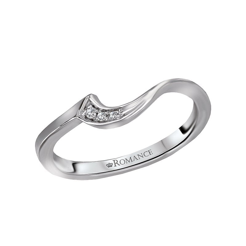 Orbelle Curved Wedding Band 18K White Gold with Round Brilliant Cut Diamonds