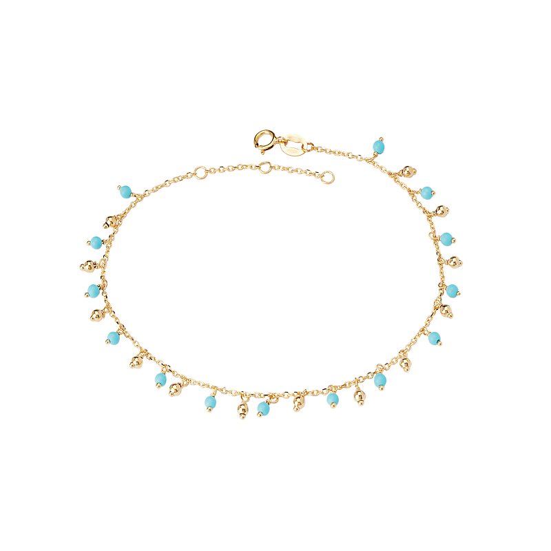 Luxora Italian 14kt Turquoise Fringe Bracelet - Adjustable 6.5-7.5 inches