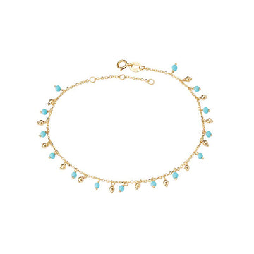 Luxora Italian 14kt Turquoise Fringe Bracelet - Adjustable 6.5-7.5 inches