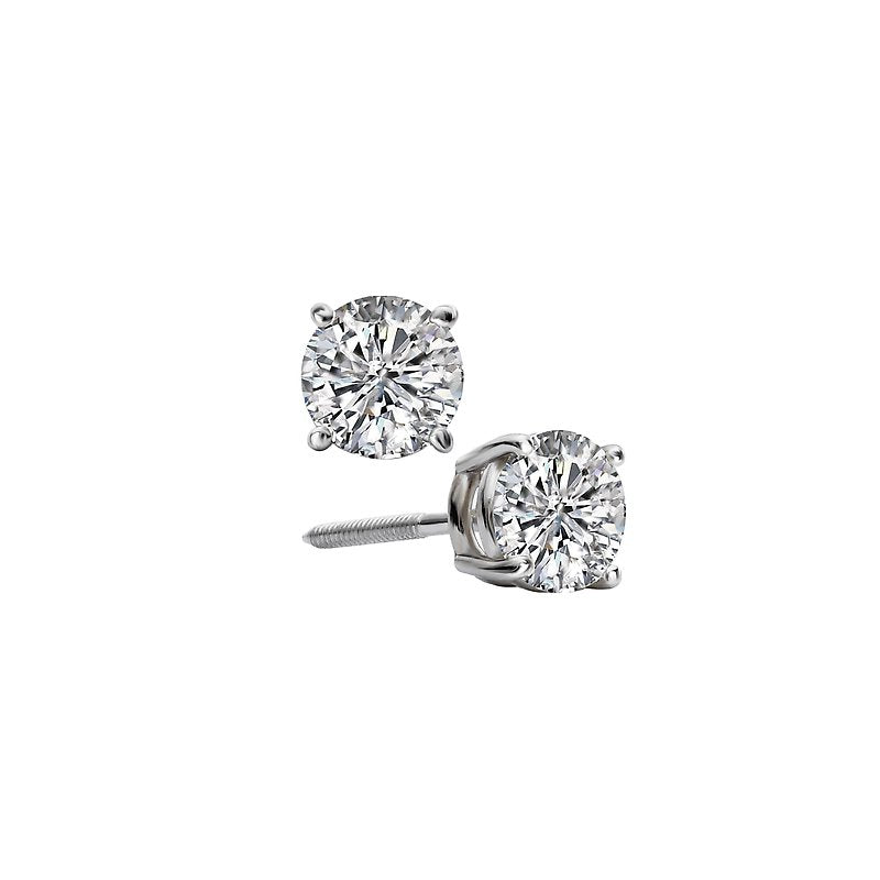 Luxora 14K White Gold Round Diamond Stud Earrings (D 1/3 carat total weight)