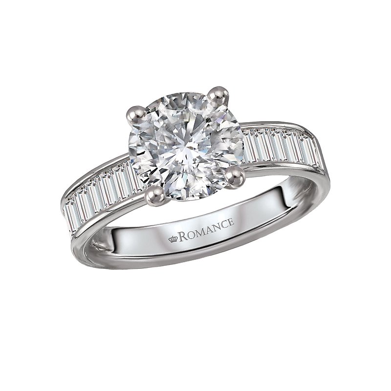 Orbelle 14K White Gold Baguette Diamond Engagement Ring