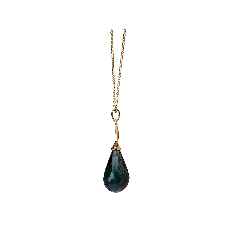 Luxora London Blue Topaz Pear Necklace in 14K Yellow Gold