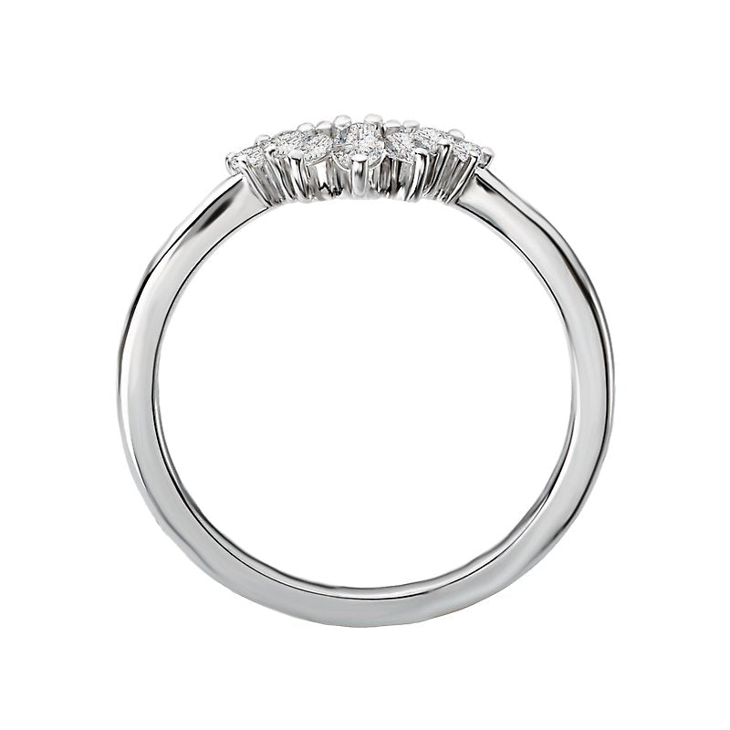 Glemera Curved Nesting Wedding Band in 14K White Gold with Round and Marquise Diamonds