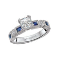 Orbelle Lab Grown Diamond Sapphire and Diamond Semi-Mount Ring in 14K White Gold