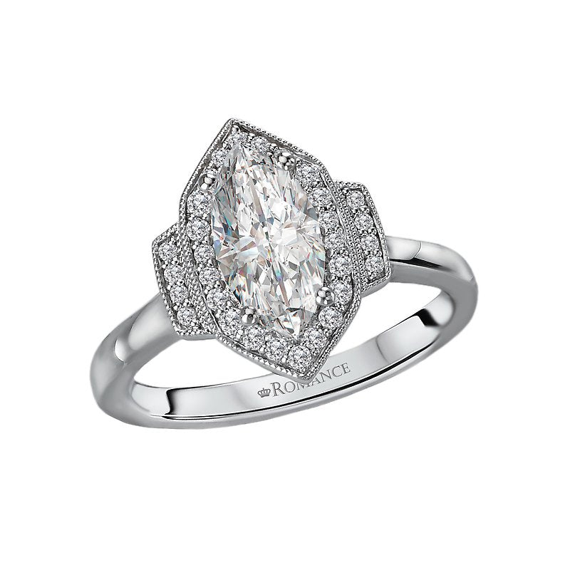 Orbelle 14K White Gold Halo Semi-Mount Diamond Engagement Ring