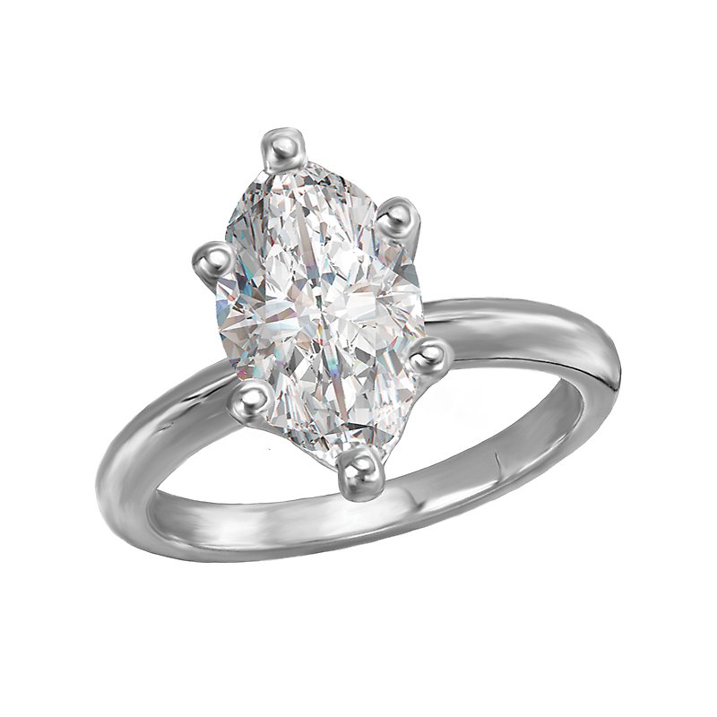Glemera Solitaire Marquise Cut Diamond Engagement Ring in 14K White Gold