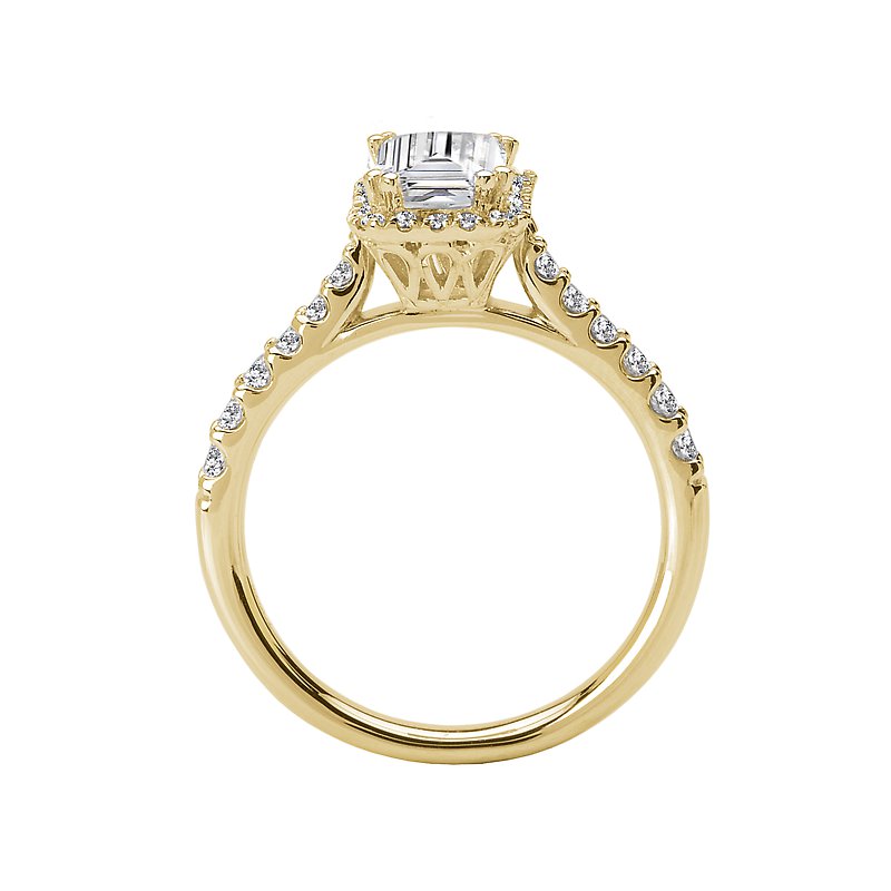 18K Yellow Gold Halo Diamond Orbelle Engagement Ring