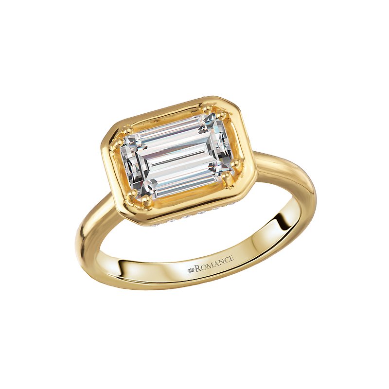Orbelle Hidden Halo Semi-Mount Engagement Ring in 14K Yellow Gold with Diamond Accents