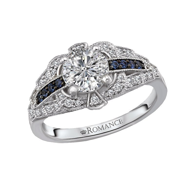 Orbelle Sapphire and Diamond Semi-Mount Ring in 14kt White Gold