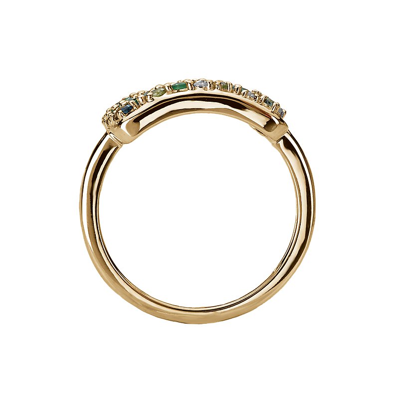 Luxora Square Diamond and Gemstone Ring in 14K Yellow Gold