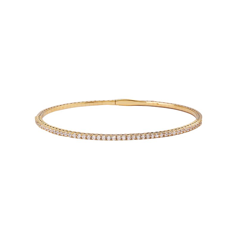 Luxora 14K Yellow Gold Diamond Bangle Bracelet - Round Cut 1.0 Carat Total Weight