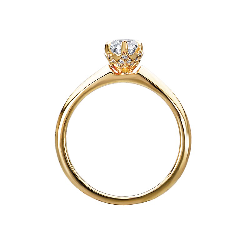 14K Yellow Gold Marquise Cut Diamond Halo Engagement Ring