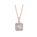 Luxora Diamond Halo Pendant in 14kt Rose Gold - Princess Cut Center Stone