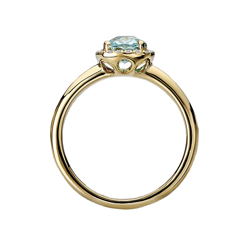Luxora 14K Yellow Gold Cushion Blue Topaz Halo Ring with Diamond Accents
