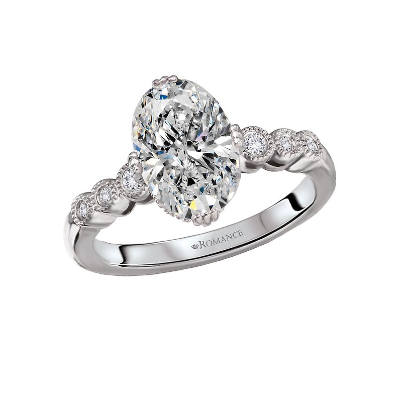 Orbelle Triple Prong Diamond Engagement Ring - Bandora 14K White Gold Oval Semi-Mount