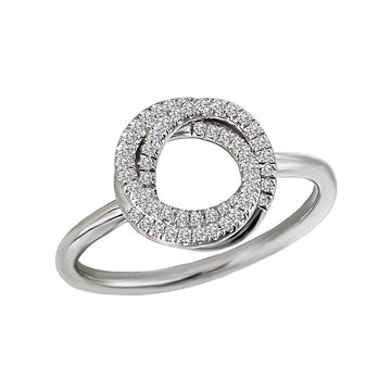 Luxora 14K White Gold Twisted Circle Diamond Ring (D 1/6 Carat Total Weight) - Size 7