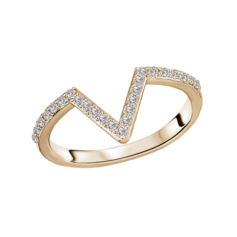 Luxora 14K Yellow Gold V-Shaped Diamond Ring - Classic Ladies Fashion Jewelry