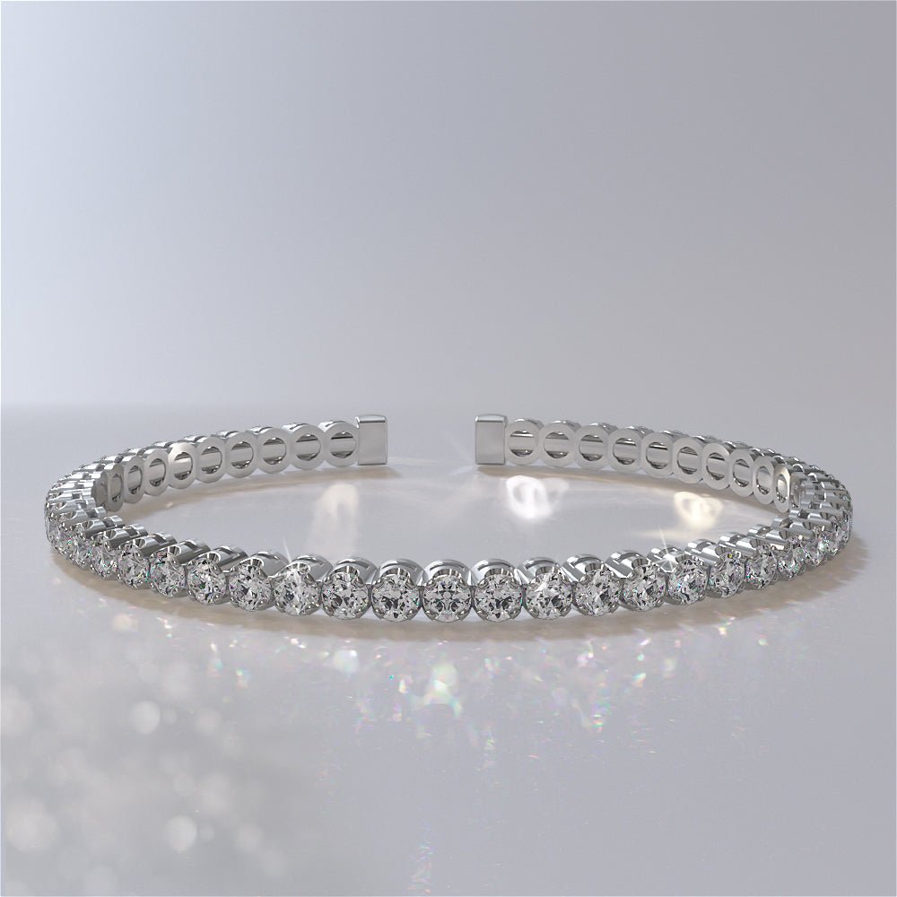Curved Prong Flexible Diamond Bangle Lab - Grown Diamond Bracelet with 2.48 ct.(finished) 2.5mm - Luxury Time NYC