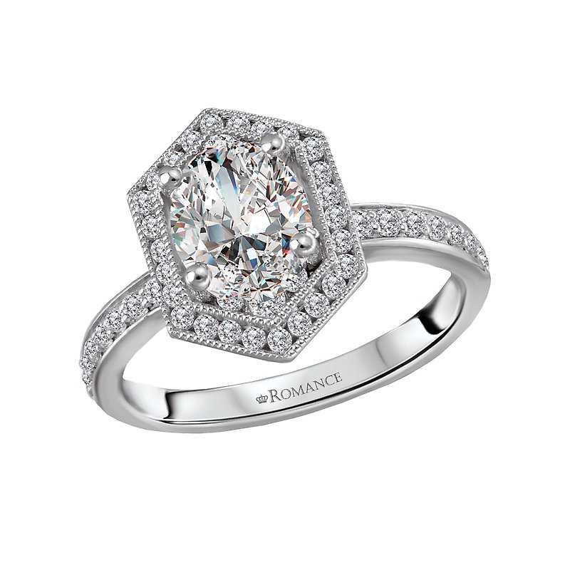 Orbelle Halo Semi-Mount Diamond Ring with Lab Grown Diamond in 14K White Gold