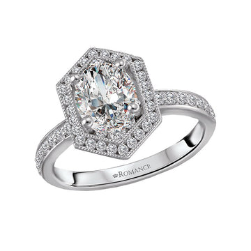 Orbelle Halo Semi-Mount Diamond Ring with Lab Grown Diamond in 14K White Gold