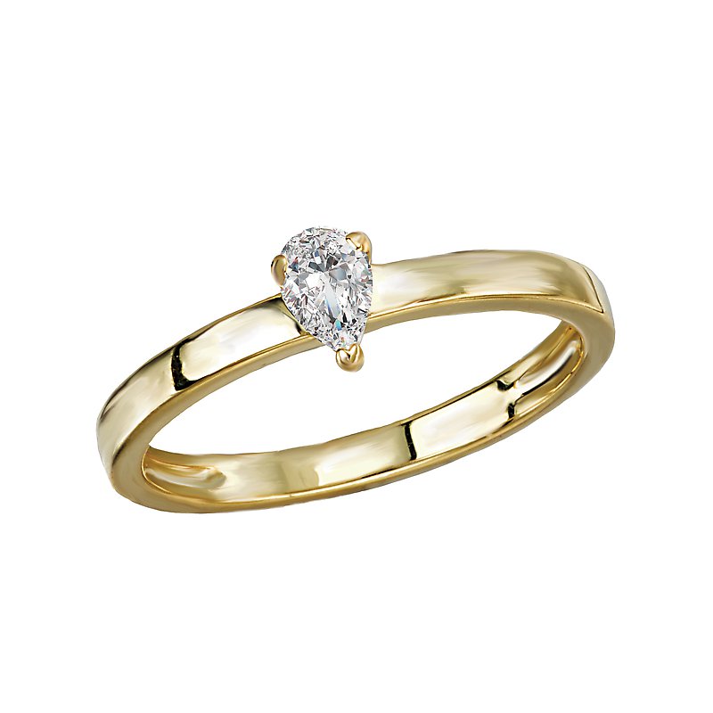 Luxora 14K Yellow Gold Pear Shaped Diamond Solitaire Fashion Ring