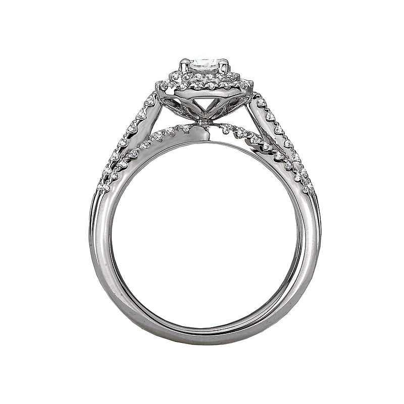 Orbelle Petite Halo Split Shank Diamond Ring Semi-Mount 14K White Gold
