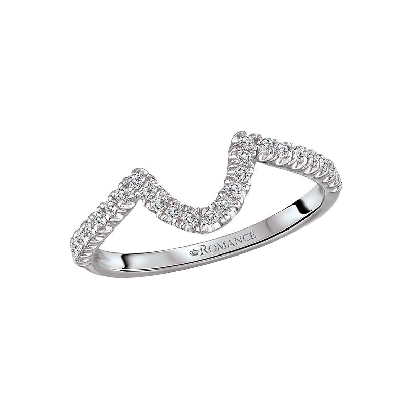 Orbelle 14K White Gold Curved Wedding Band with 1/6 Carat Diamonds