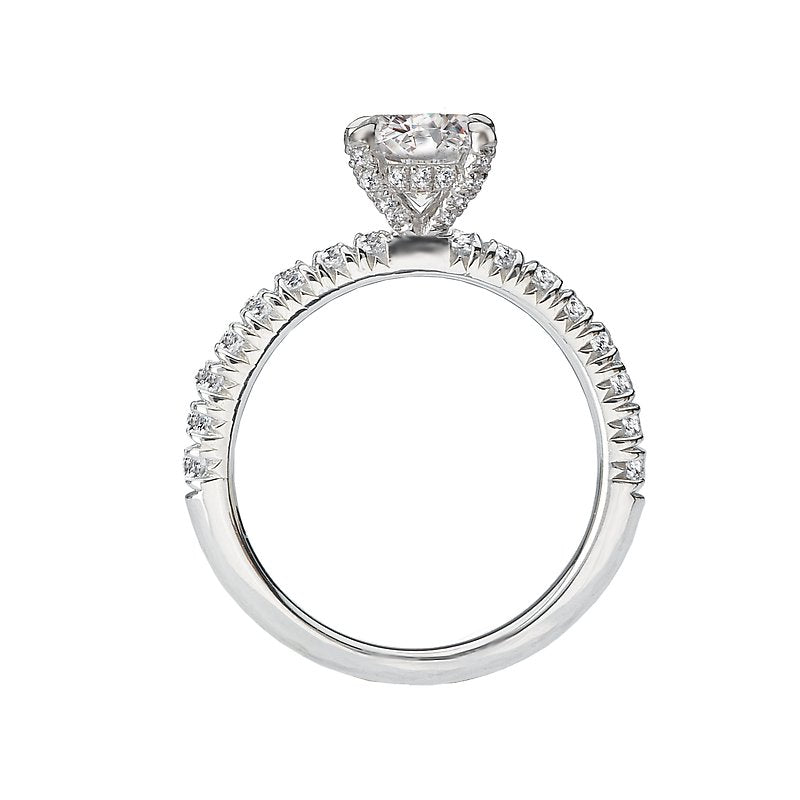 Bandora 18K White Gold French Pave Diamond Engagement Semi-Mount Ring