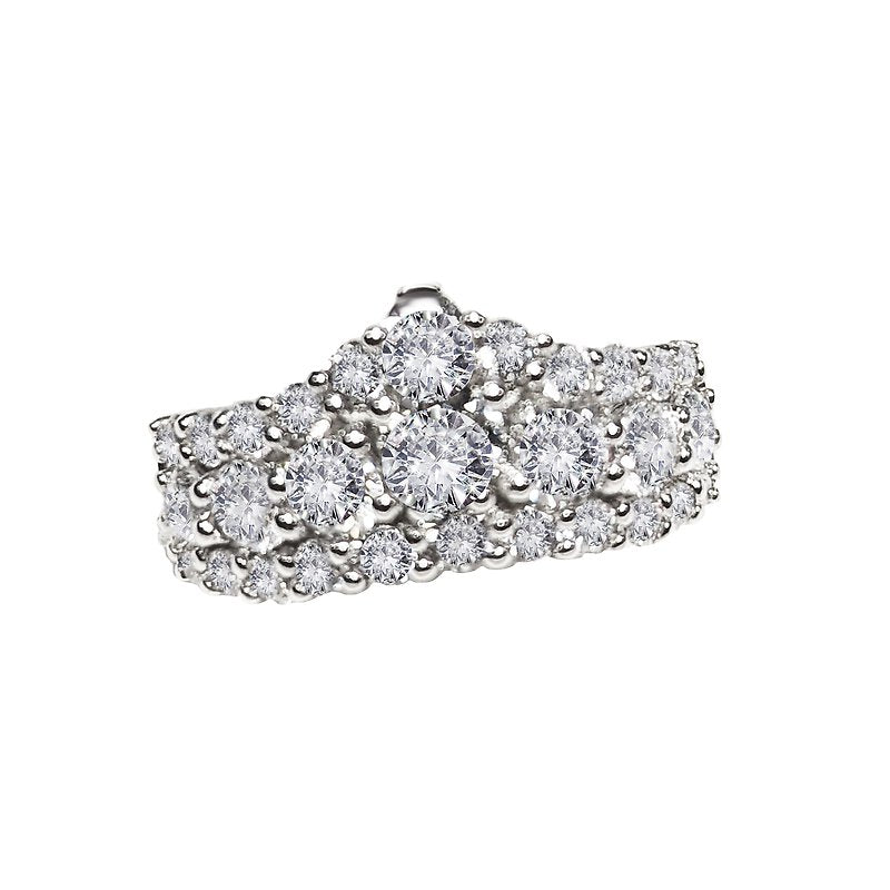 Luxora 14K White Gold Diamond Crown Fashion Ring - Round Cut 2ctw Size 7
