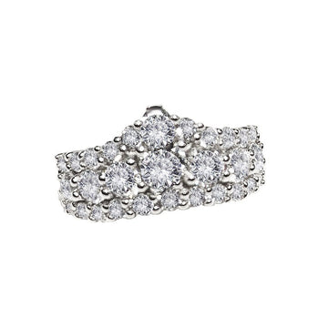 Luxora 14K White Gold Diamond Crown Fashion Ring - Round Cut 2ctw Size 7