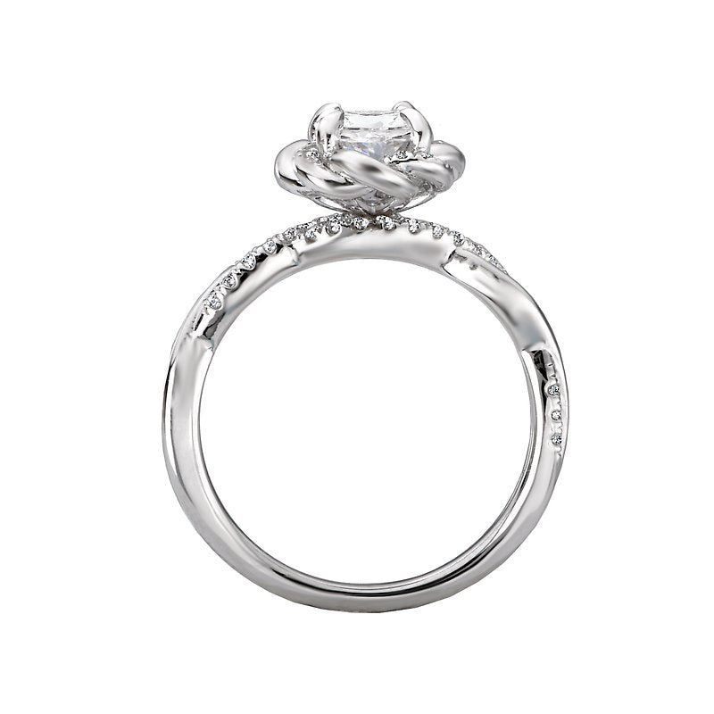 Orbelle Halo Semi-Mount Diamond Ring | 14K White Gold Oval Center
