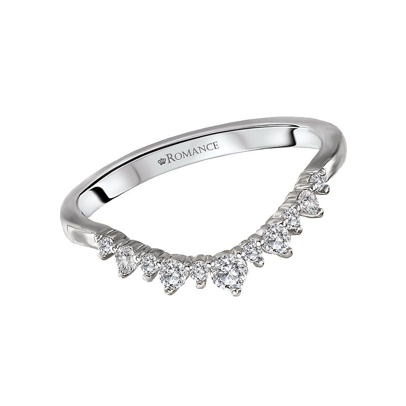 Orbelle Diamond Nesting Wedding Band - 14K White Gold Curved Ring with Pear-Shaped White Diamonds