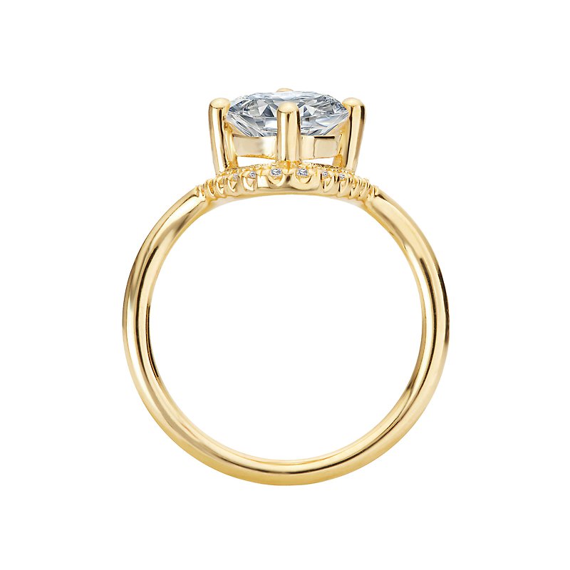 Orbelle 14K Yellow Gold Oval Halo Semi-Mount Diamond Engagement Ring