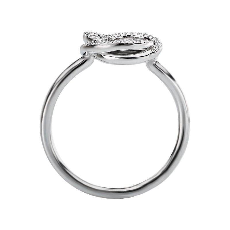 Luxora 14K White Gold Twisted Circle Diamond Ring (D 1/6 Carat Total Weight) - Size 7