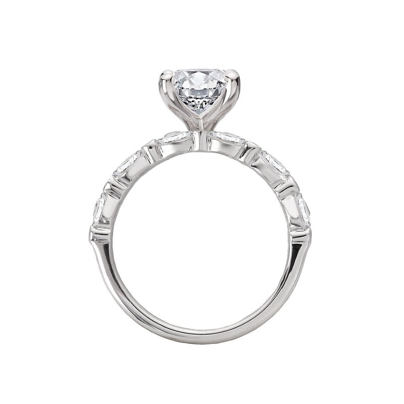 Bandora 14K White Gold Three Row Marquise Diamond Semi-Mount Engagement Ring