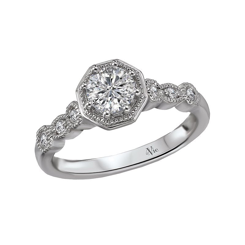 Glemera Halo Semi-Mount Diamond Ring | 14K White Gold Engagement Ring