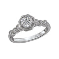 Glemera Halo Semi-Mount Diamond Ring | 14K White Gold Engagement Ring