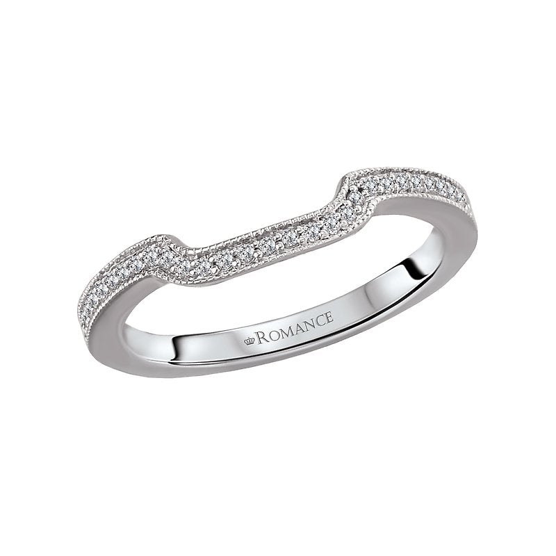 Orbelle Diamond Curved Wedding Band in 18K White Gold