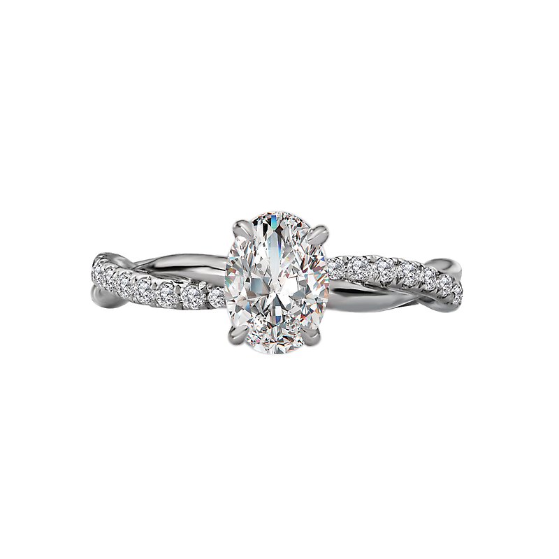 Orbelle White Gold Oval Cut Lab Grown Diamond Semi-Mount Engagement Ring